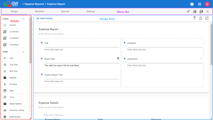 Editing Form Main Features