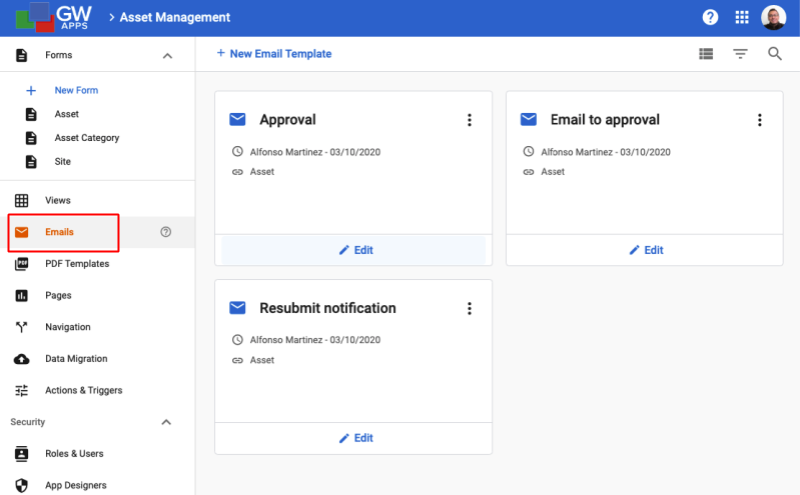 Email Template Dashboard