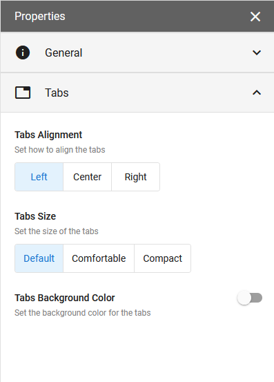 Form Tabs Options