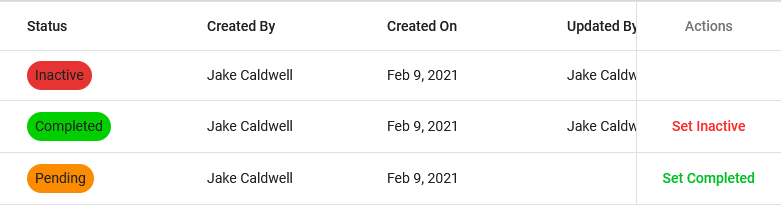 Action Column Example