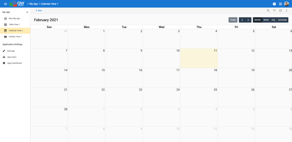 Calendar View Example