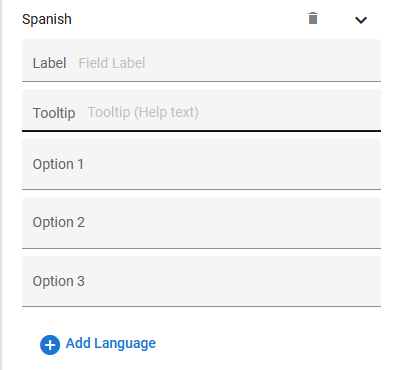 Form Editor Field Properties Language Options