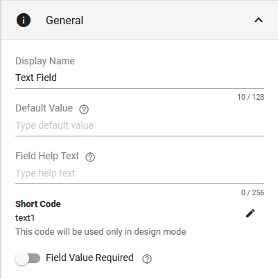 Form Editor General Field Properties