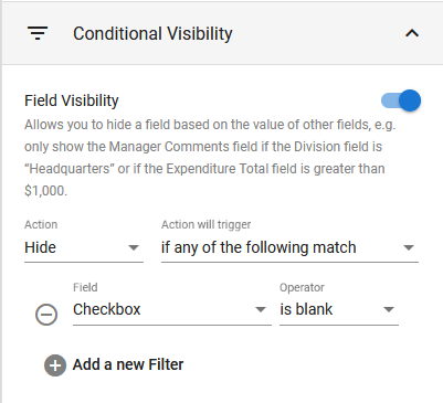 Form Editor Field Properties Conditional Visibility