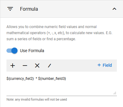 Form Editor Field Properties Formula