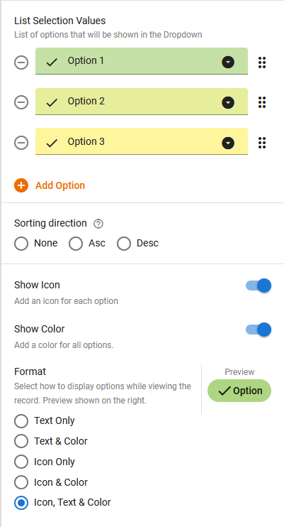 Form Editor Field Properties Radio and Checkbox Options