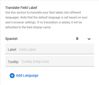 Form Editor Field Properties Language