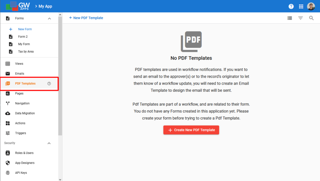Add New PDF Template