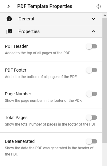 PDF Template Properties